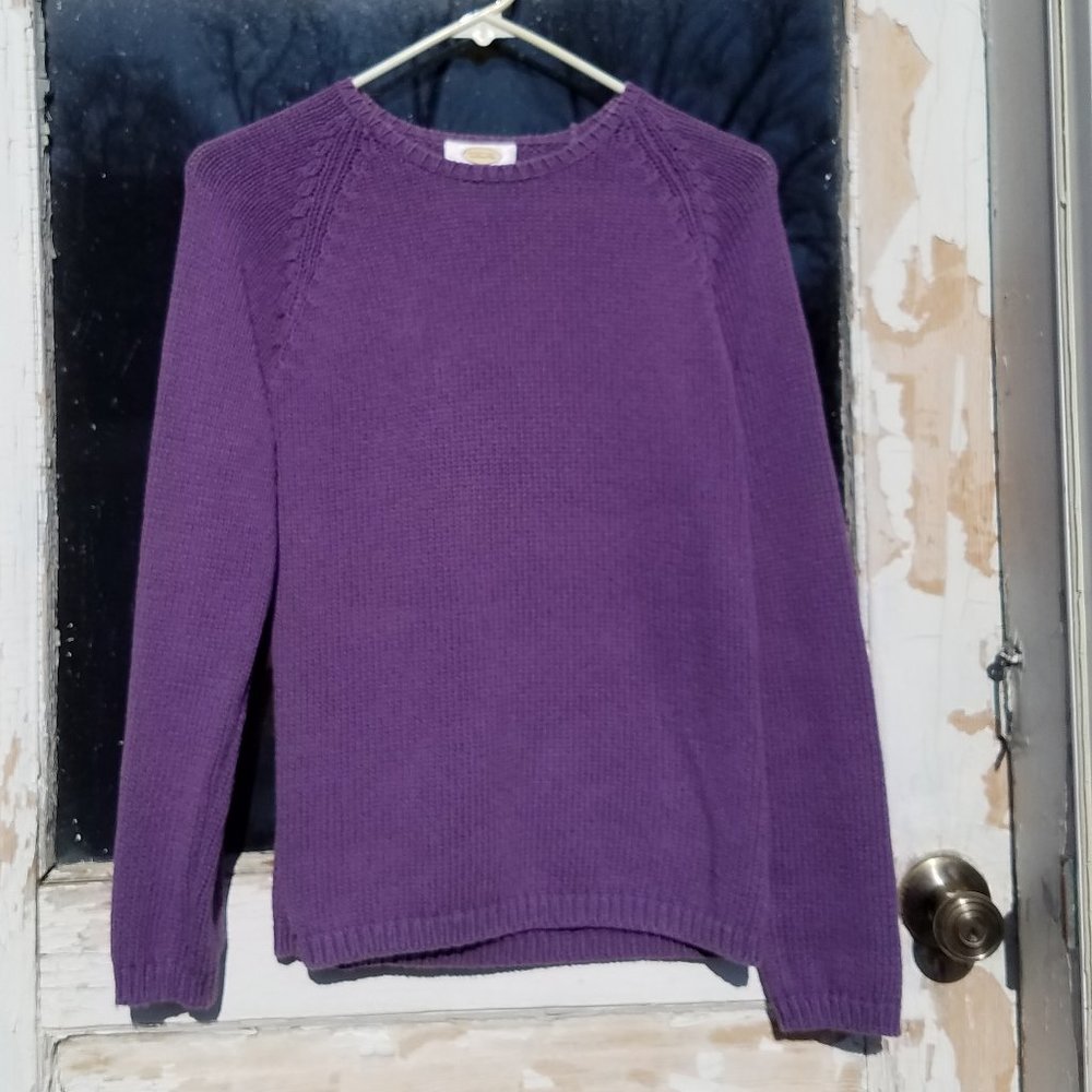 Talbots Purple Cotton Knit Crew Neck Sweater